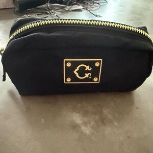 Black Cosmetic Bag with Gold Accents
